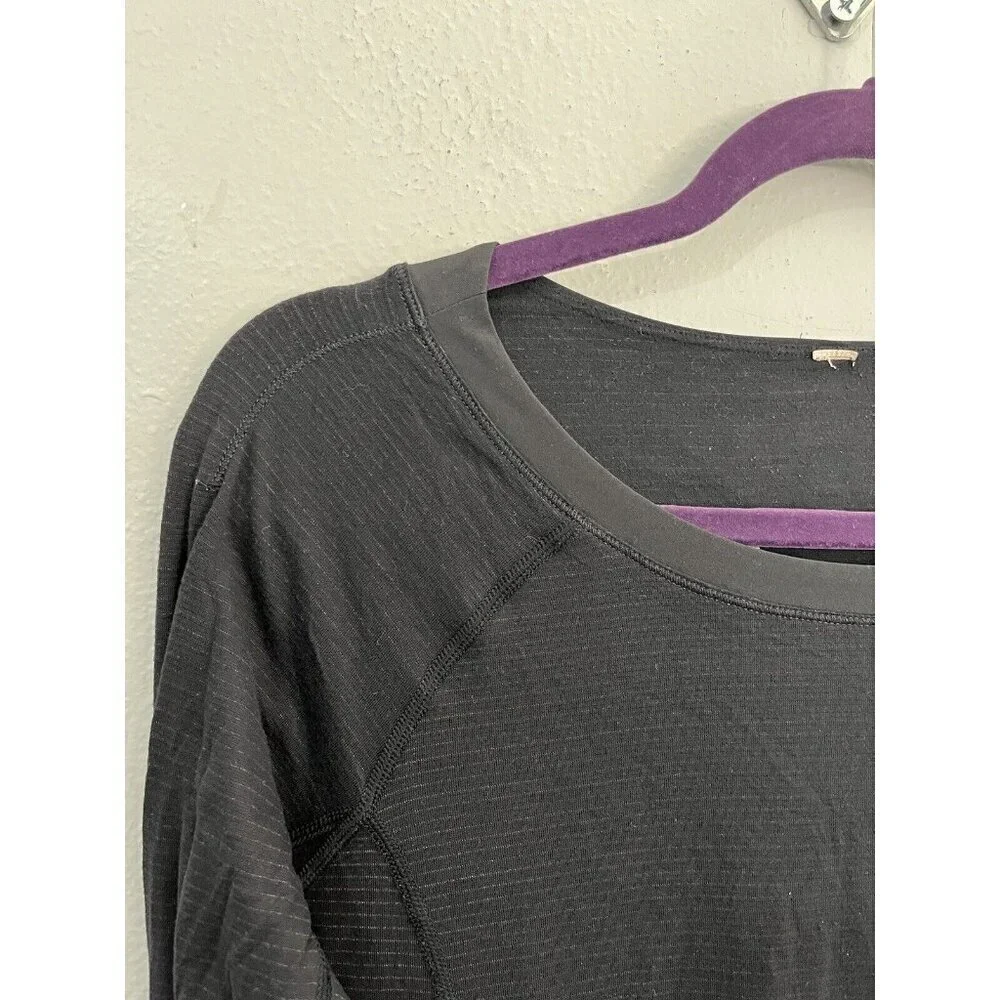 Lululemon Athletica Long Sleeve T Shirt Striped Women 6 Black